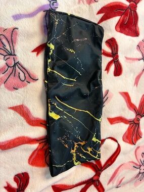 SHEIN Black Pouch with Yellow Marble Accents